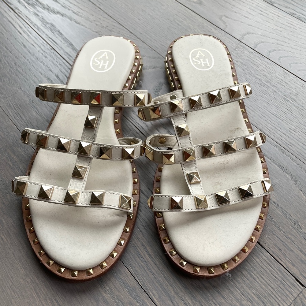 Ash Pop Studded Slide Sandals in Ivory